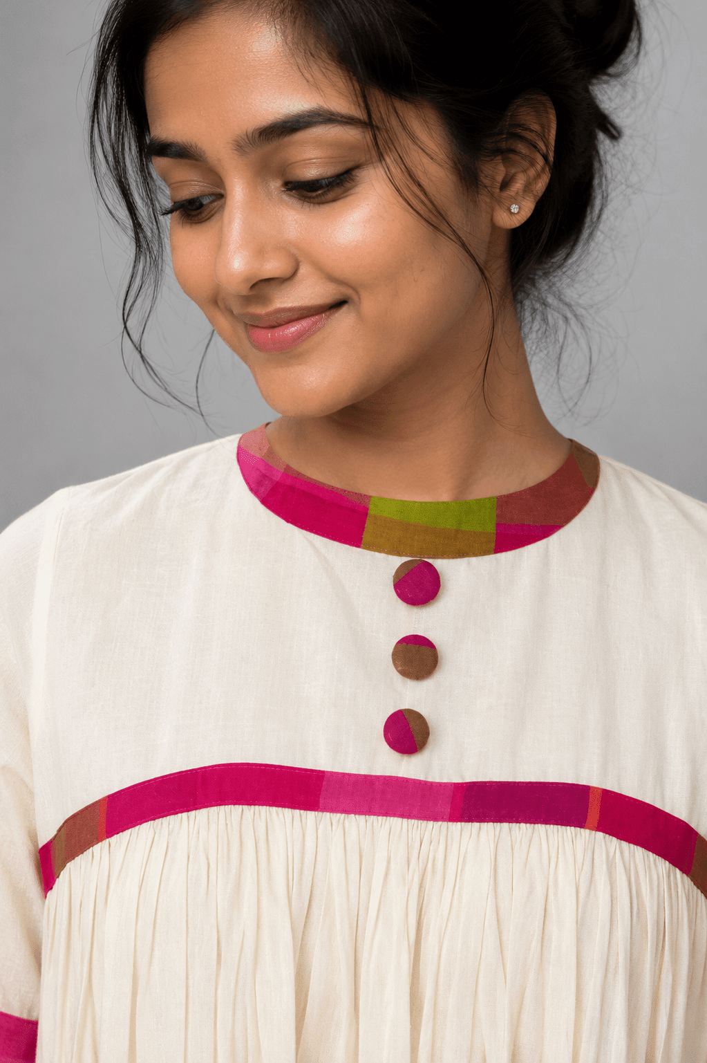 Gulabi Ivory Gathered Maxi Dress | Premium Women's Wear | D'BOQ