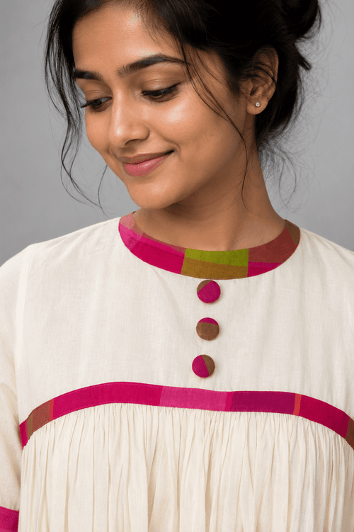 Gulabi Ivory Gathered Maxi Dress | Premium Women's Wear | D'BOQ
