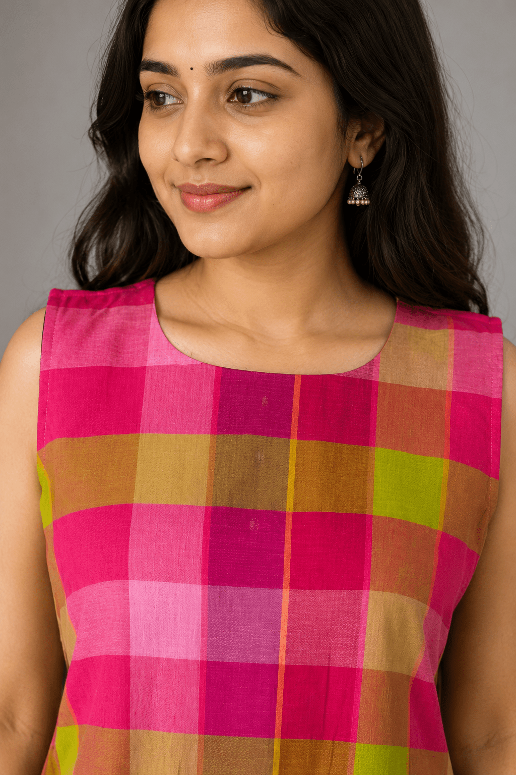 Gulabi Madras Check Midi Dress | Premium Women's Wear | D'BOQ