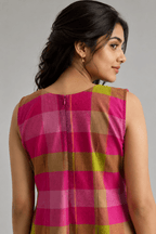 Gulabi Madras Check Midi Dress | Premium Women's Wear | D'BOQ