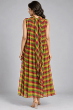 Aaradhya Multi Colour Checked Sleeveless Dress4