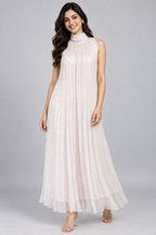 Baby Light Pink Crushed Chiffon Dress