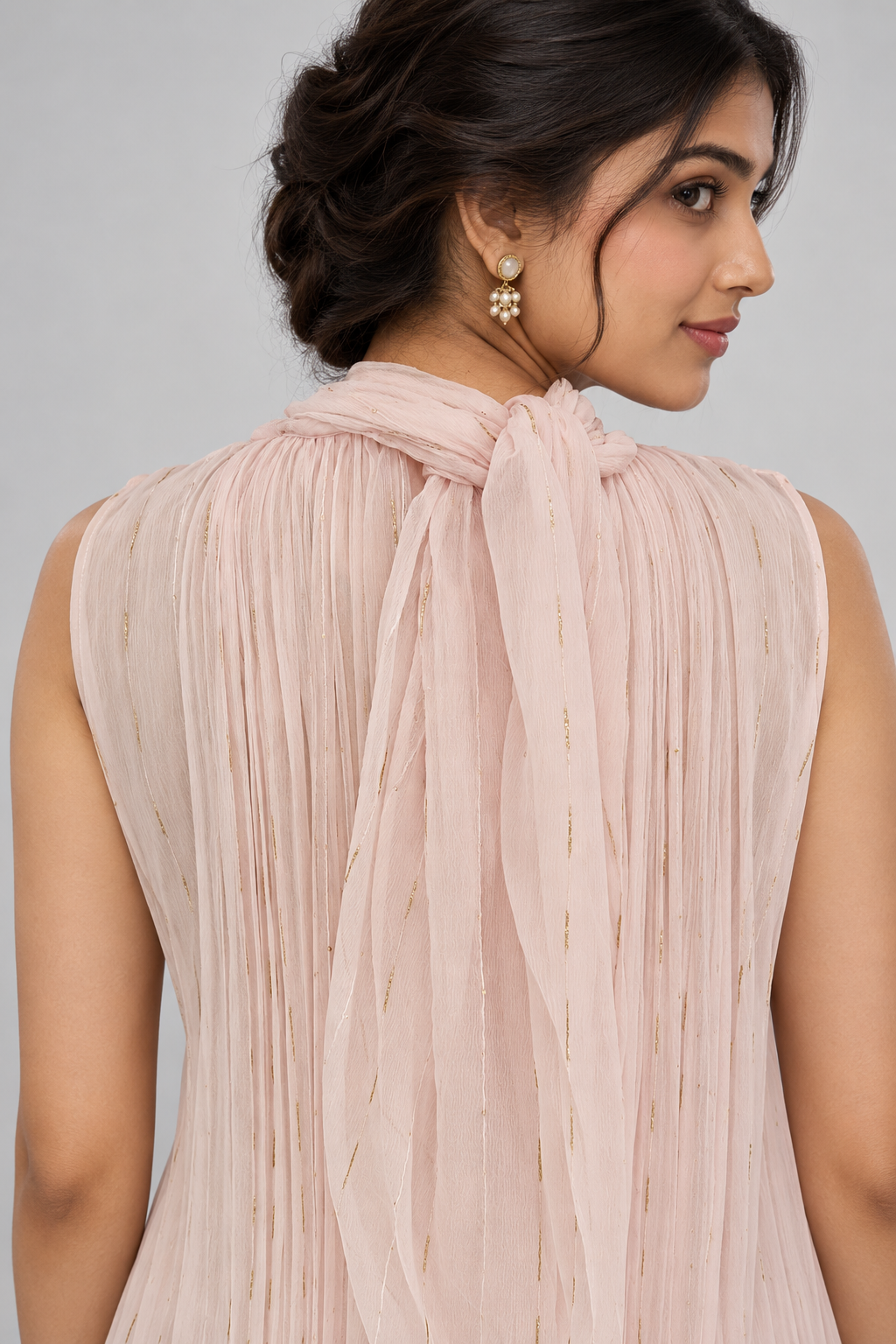 Baby Light Pink Crushed Chiffon Dress