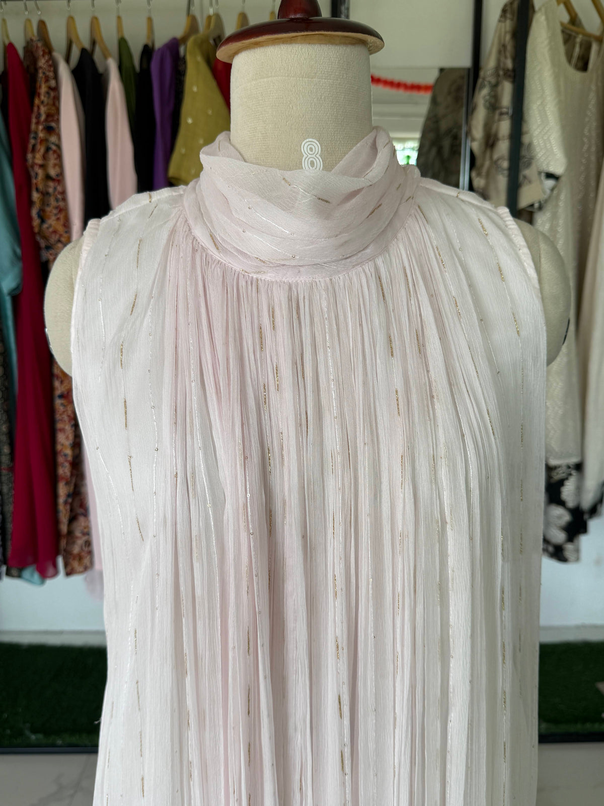 Baby Light Pink Crushed Chiffon Dress