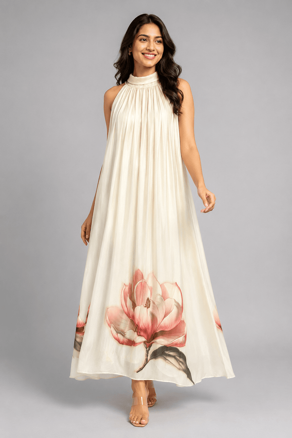 Kamal Ivory Tissue Chanderi Dress Front View