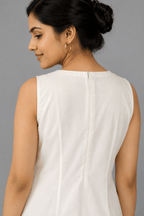 Ivory Pushpa White Glass Chanderi Dress back View