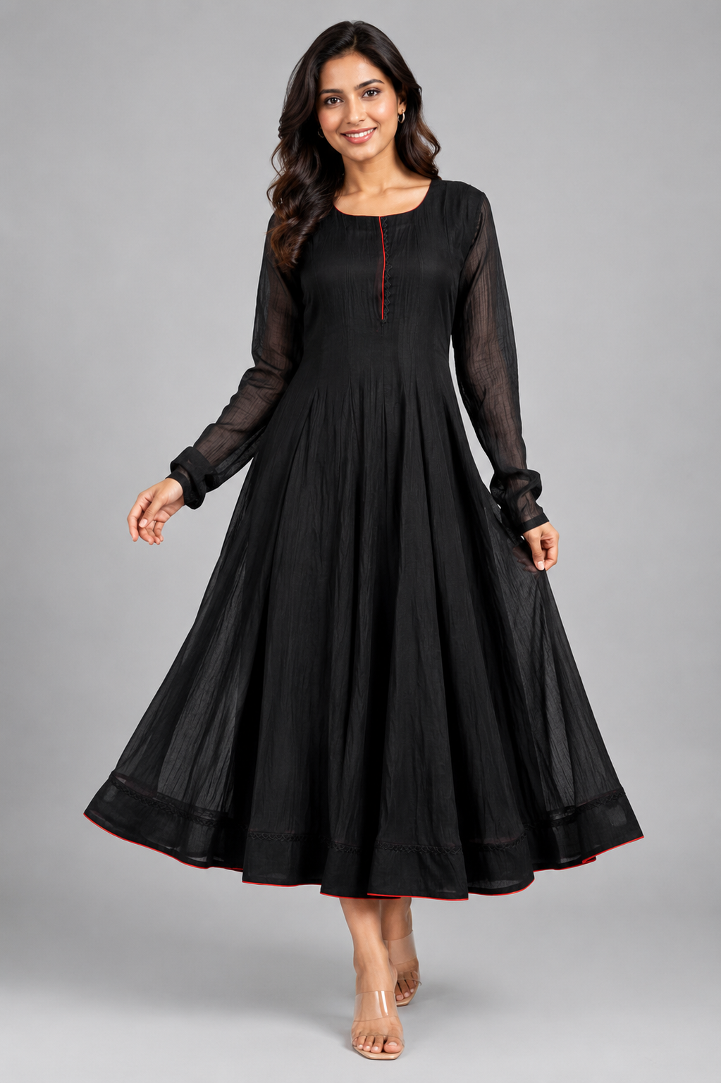Noir Chanderi Anarkali Dress