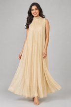 Ivory Glow Crushed Chiffon Maxi Dress