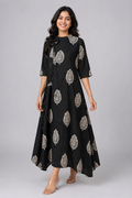 Noir Kalamkari Cotton Maxi Dress