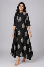 Noir Kalamkari Cotton Maxi Dress