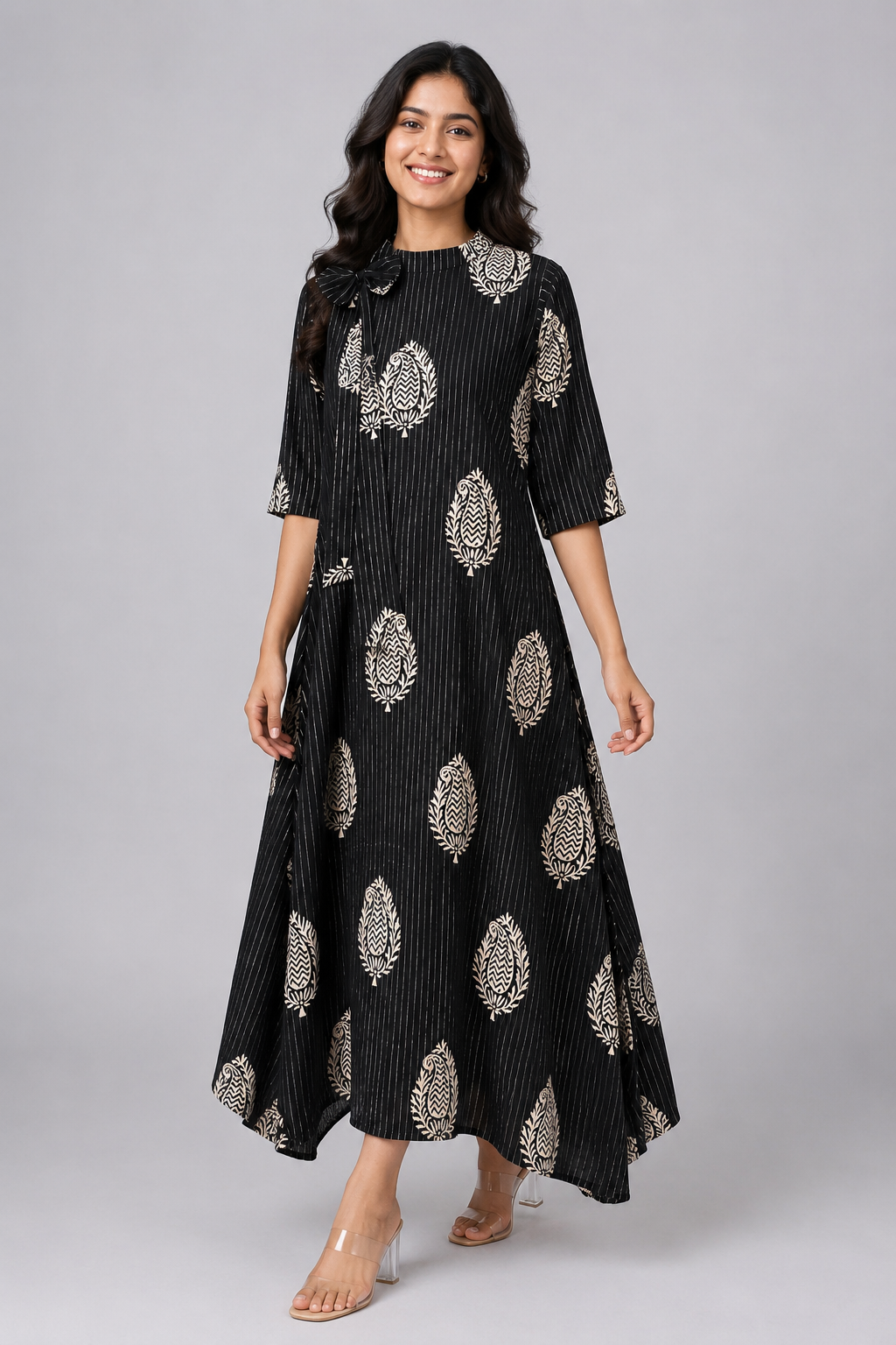Noir Kalamkari Cotton Maxi Dress