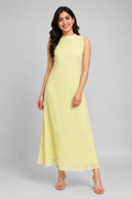 Lemon Dew Glass Chanderi Maxi Dress