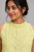 Lemon Dew Glass Chanderi Maxi Dress