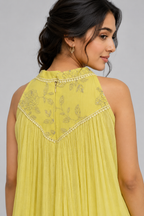 Sunshine Yellow Floral Yoke Maxi Dress