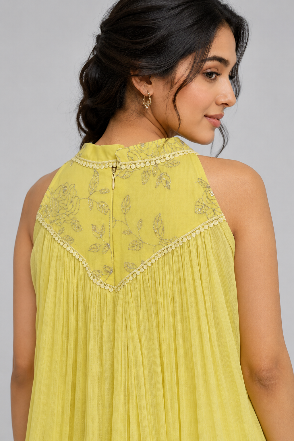 Sunshine Yellow Floral Yoke Maxi Dress