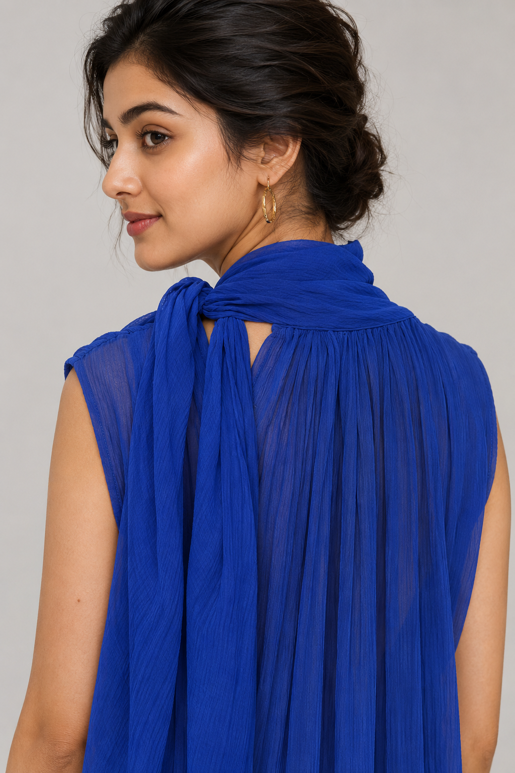 Royal Blue Pleated Maxi Dress