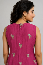 Rani Pink Floral Embroidered Midi Dress