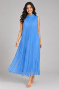 Sky Blue Crushed Chiffon Maxi Dress