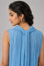 Powder Blue Crushed Chiffon Maxi Dress