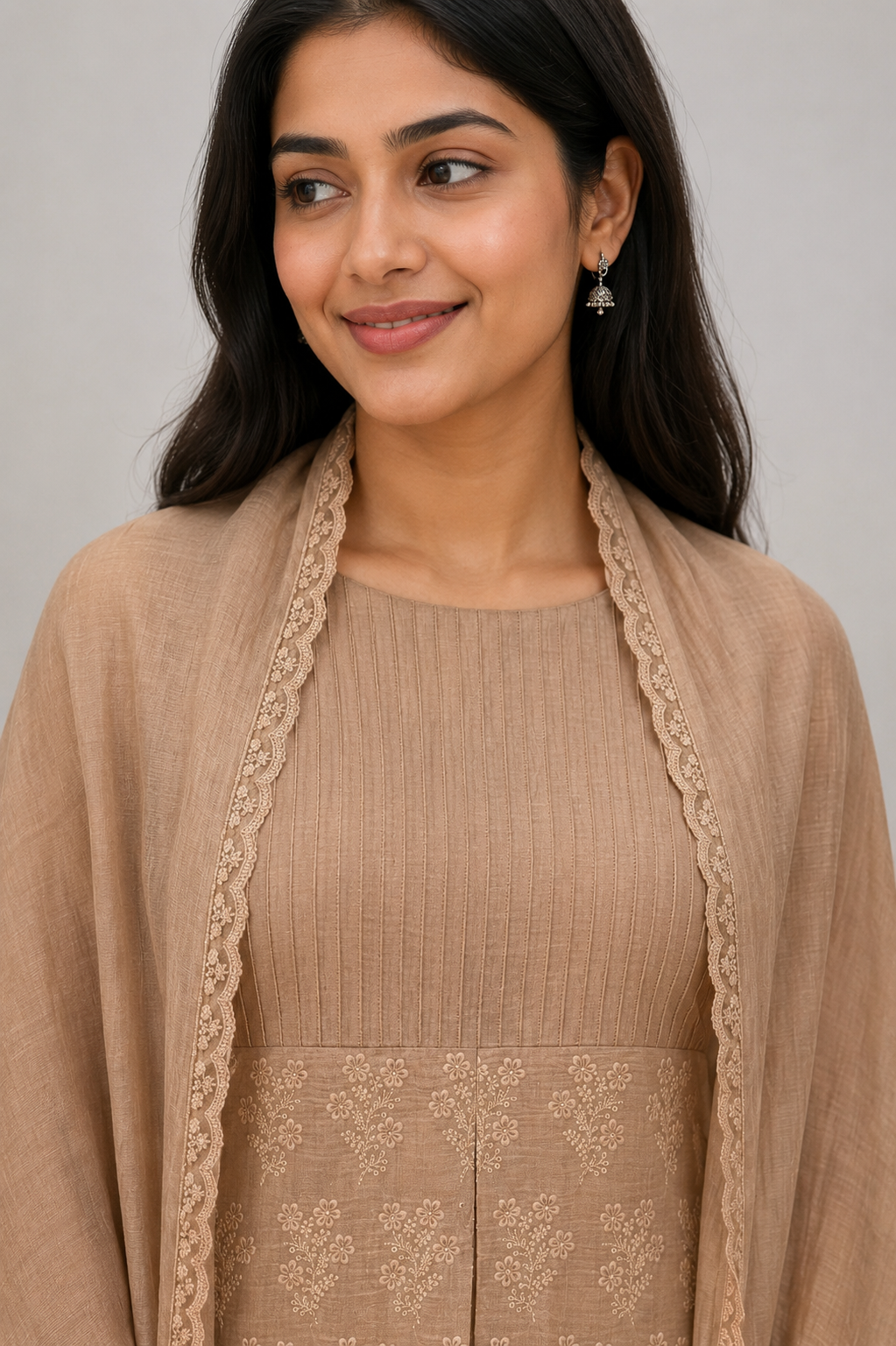 Mridula Mocha Embroidered Maxi Dress