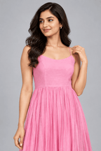 Gulabi Glass Chanderi Dress with Graceful Pleated Flare2