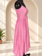 Gulabi Glass Chanderi Dress with Graceful Pleated Flare5