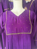 Rajwadi Violet Pleated Anarkali Dress