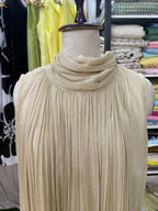Ivory Glow Crushed Chiffon Maxi Dress