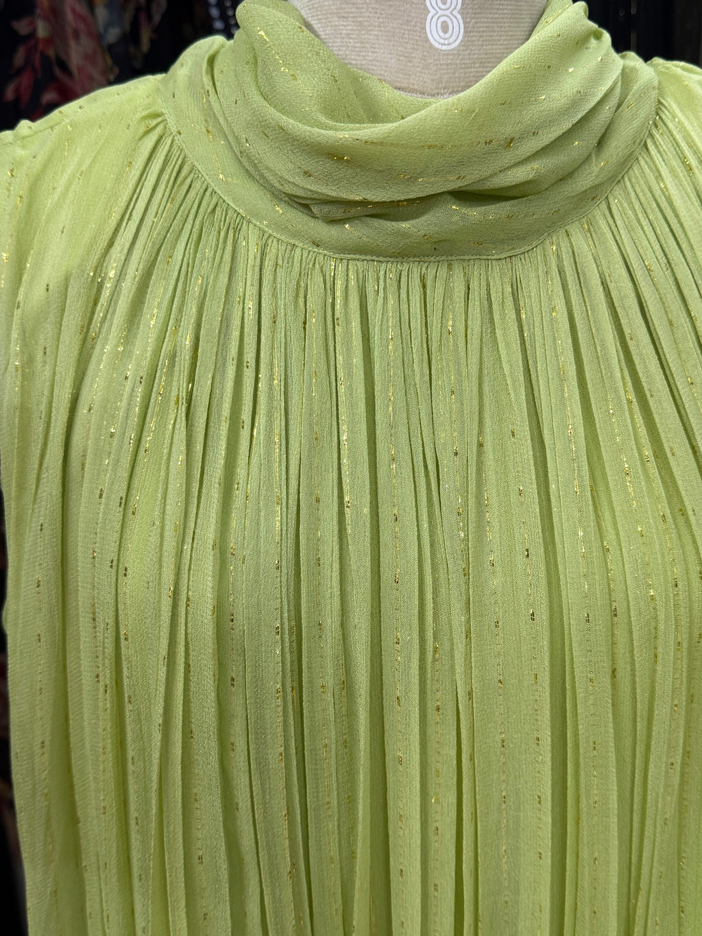 Lime Glow Crushed Chiffon Maxi Dress