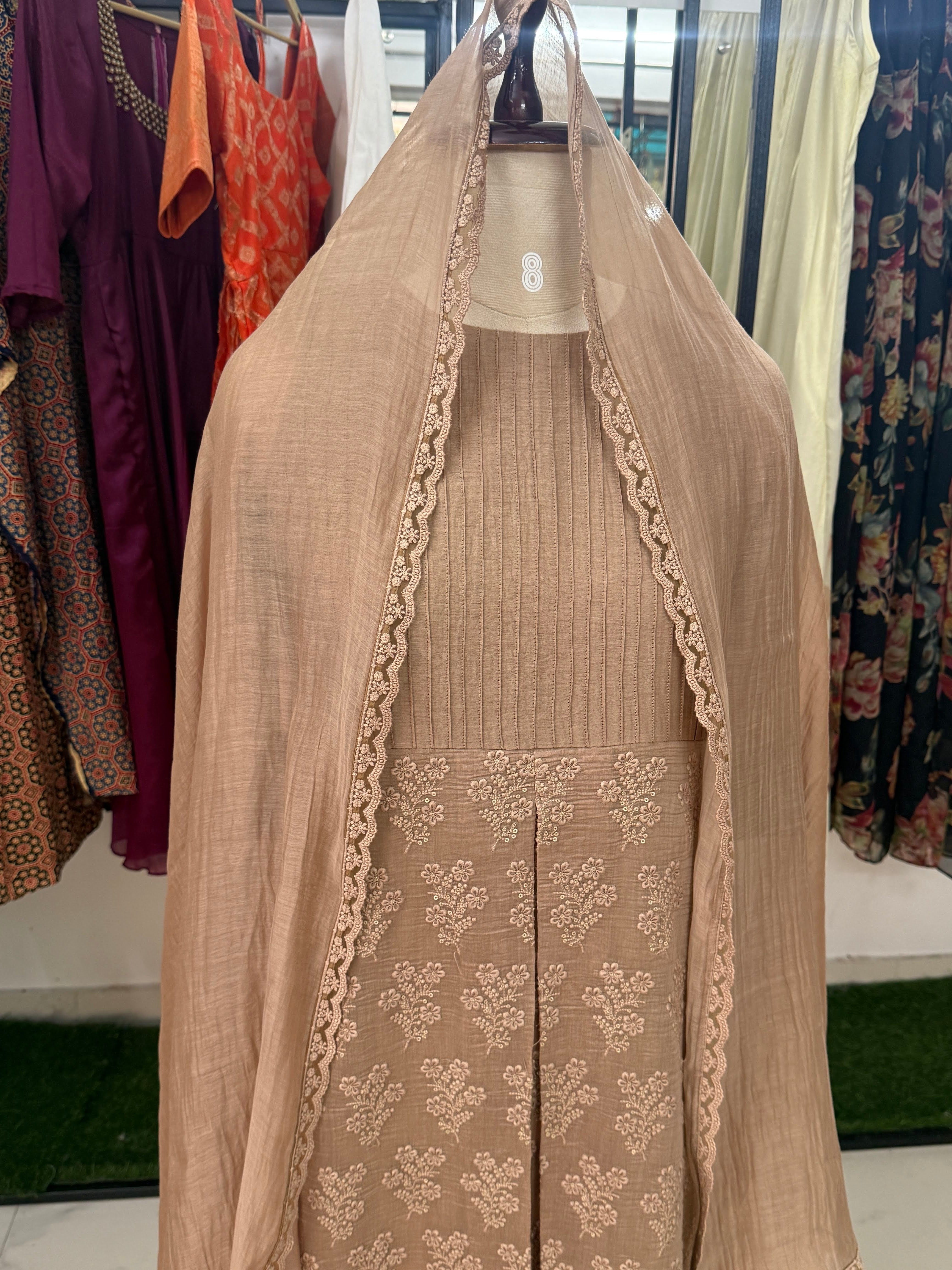 Mridula Mocha Embroidered Maxi Dress
