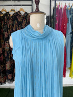 Powder Blue Crushed Chiffon Maxi Dress