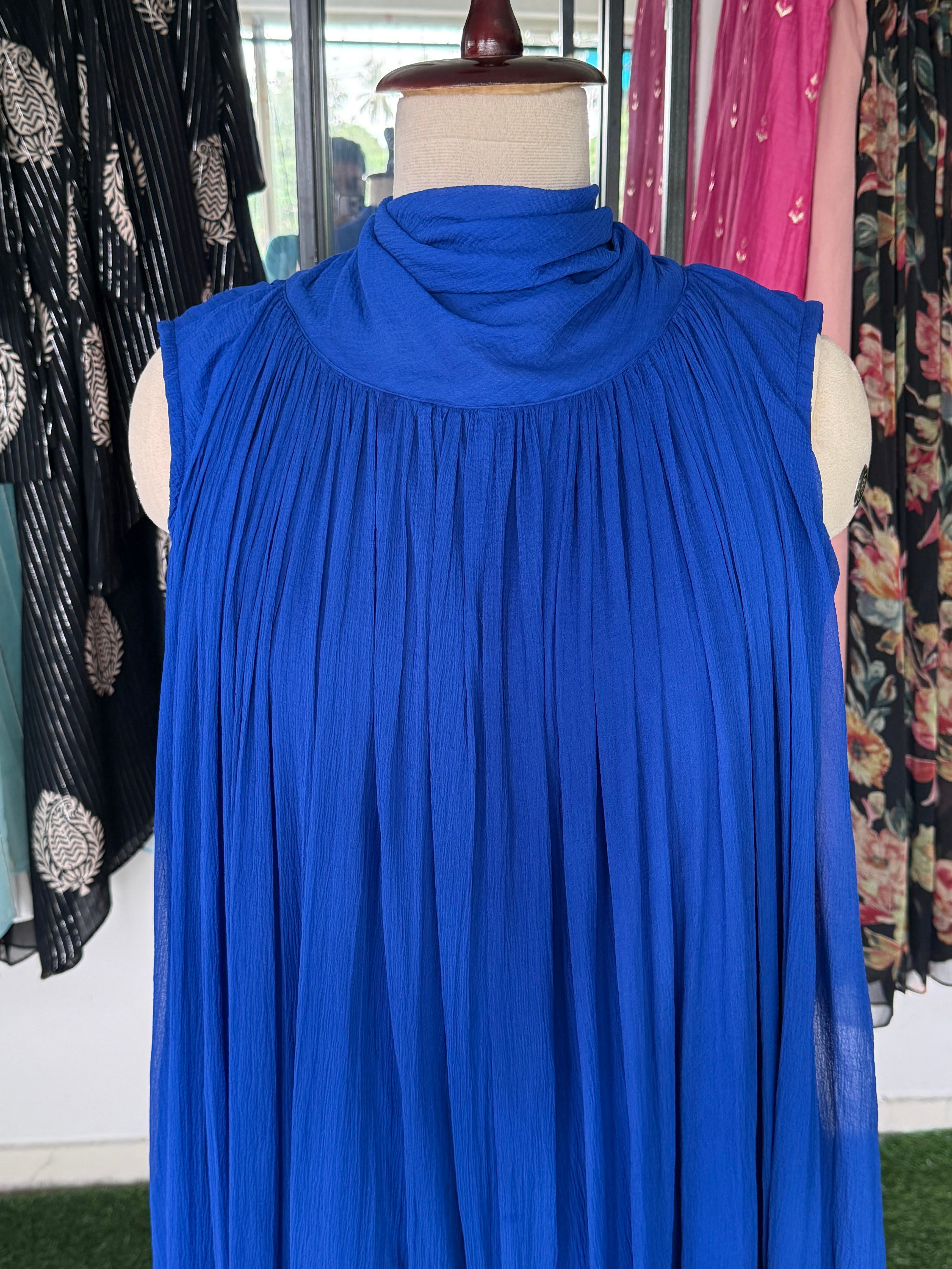 Royal Blue Pleated Maxi Dress