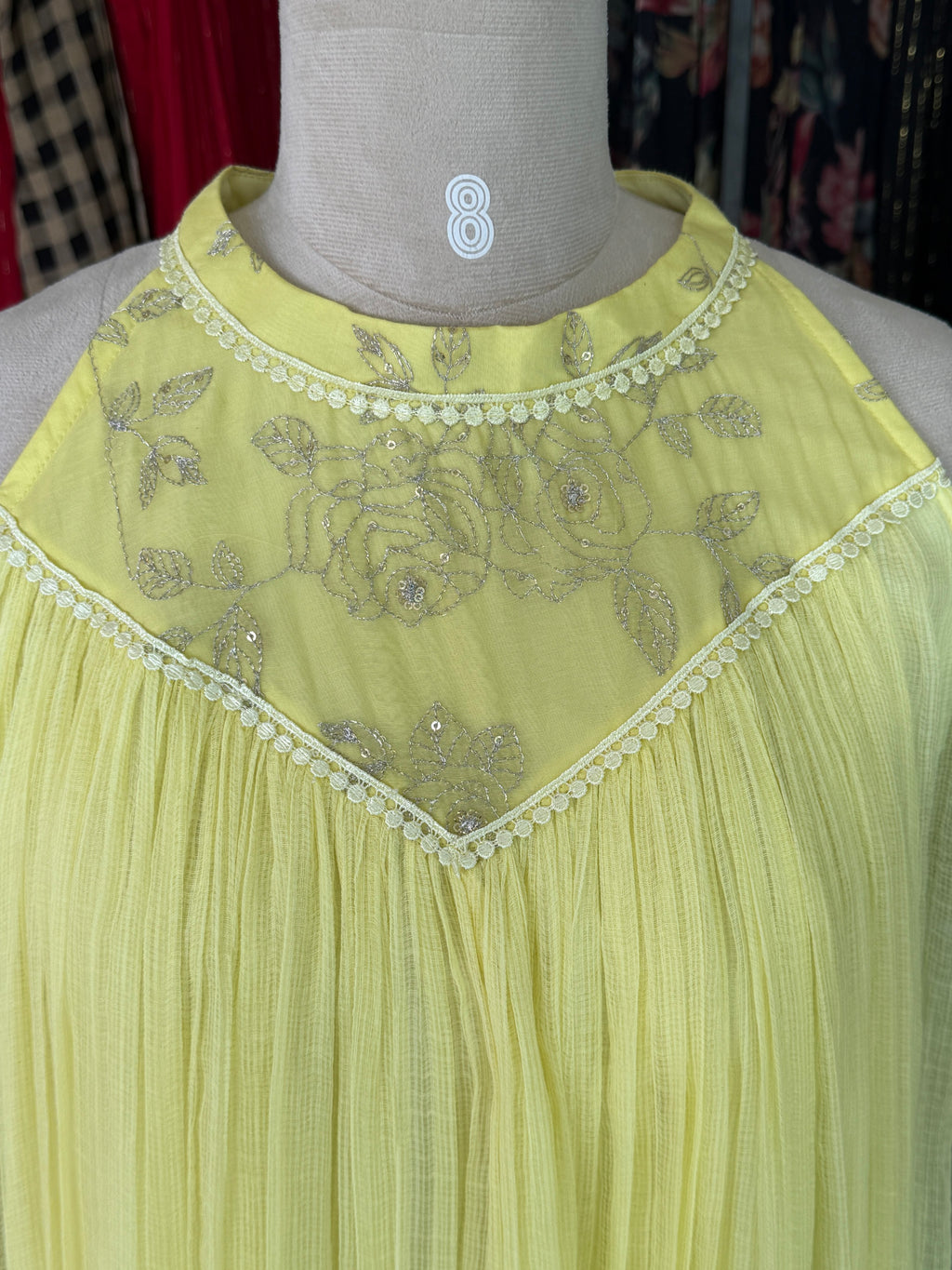 Sunshine Yellow Floral Yoke Maxi Dress