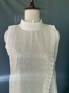 Ivory Noor White Glass Chanderi Dress Real close up View