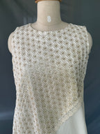 Ivory Pushpa White Glass Chanderi Dress real close up View