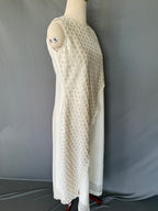 Ivory Pushpa White Glass Chanderi Dress real left right side View