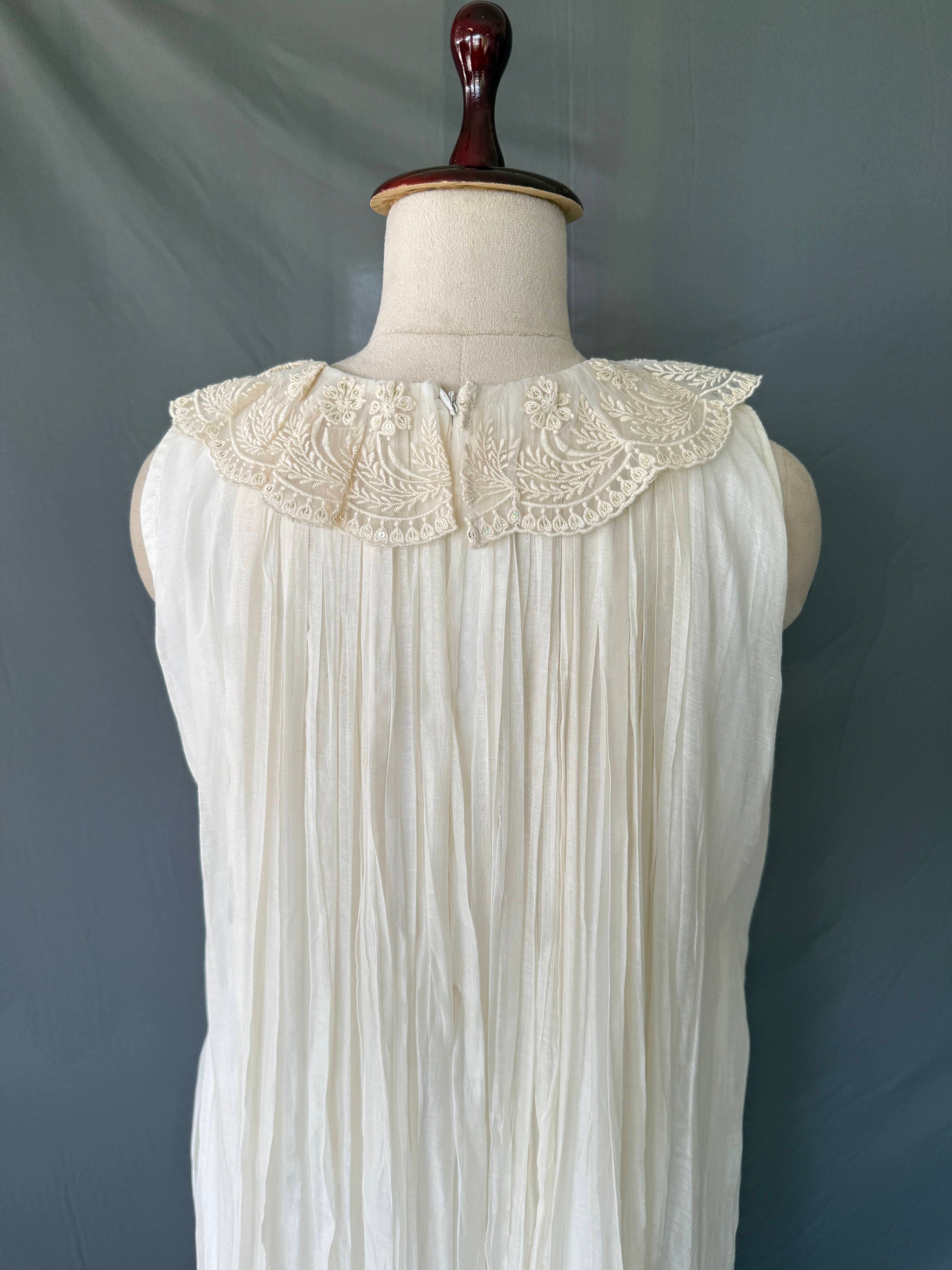 Ivory Meher White Glass Chanderi Dress real back View