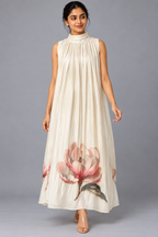 Kamal Ivory Tissue Chanderi Dress