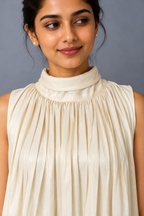 Kamal Ivory Tissue Chanderi Dress