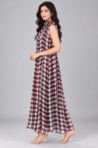 Kashish Multicolour Check Mull Cotton Dress3