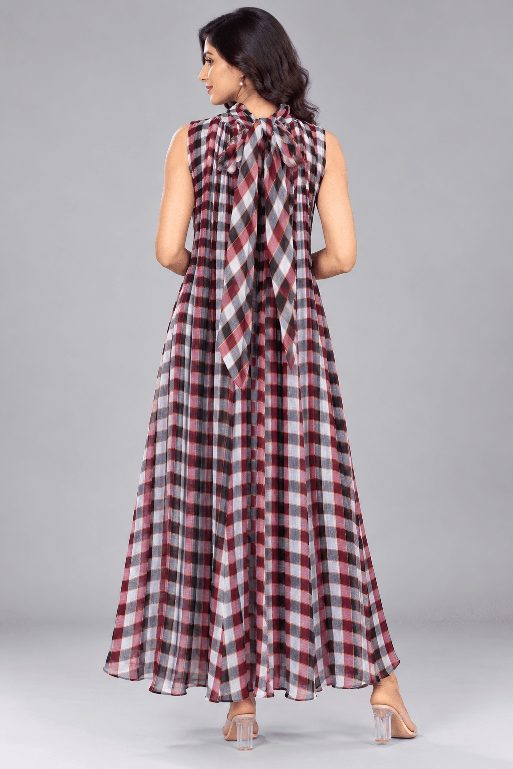 Kashish Multicolour Check Mull Cotton Dress4
