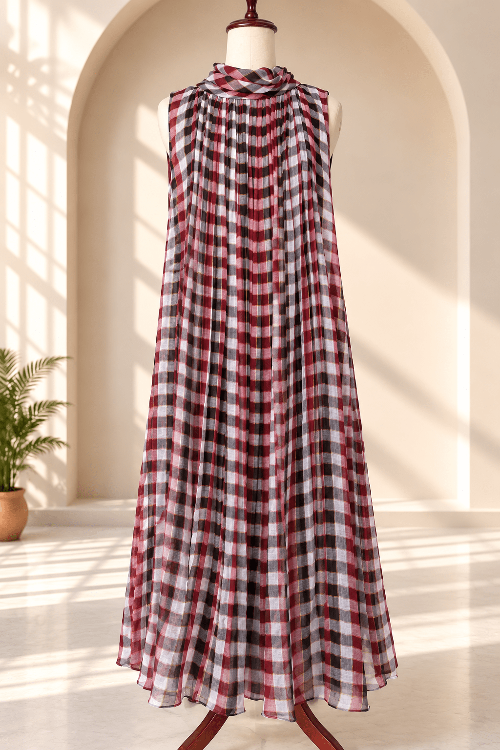Kashish Multicolour Check Mull Cotton Dress5