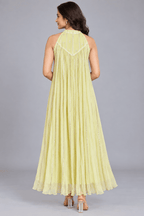 Kavya Lemon Yellow Golden Stripe Sleeveless Maxi Dress4