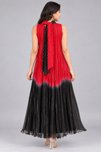 Ruby Red & Black Crushed Chiffon Maxi Dress