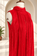 Riya Red Crushed Chiffon Sleeveless Dress5