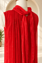 Riya Red Crushed Chiffon Sleeveless Dress6