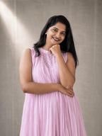 Gulabi Noor Glass Chanderi Pleated Dress