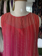 Gulmohar Rose Glass Chanderi 4D Festive Maxi Dress