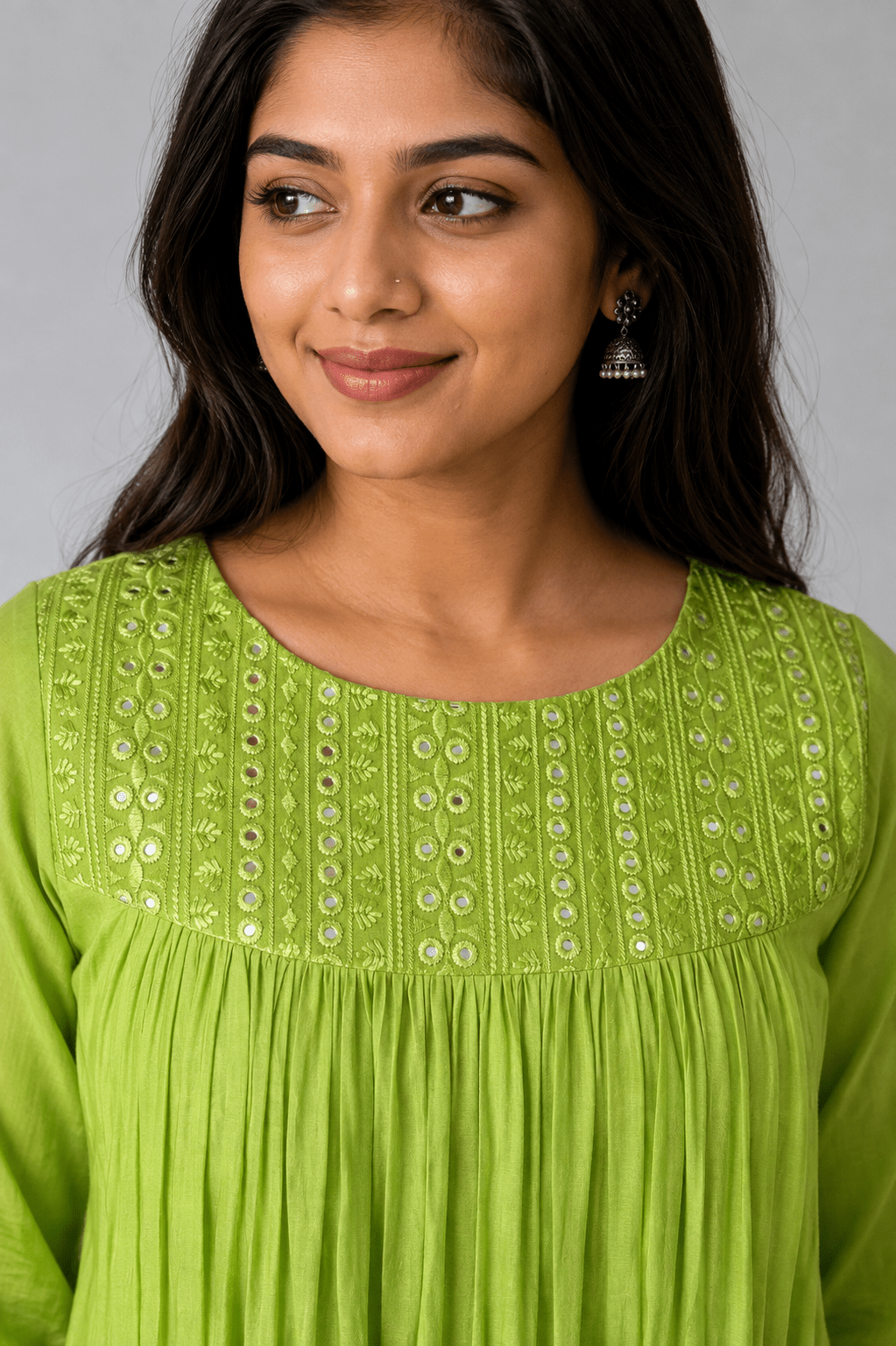 Hariyali Noor Glass Chanderi Pleated Dress
