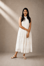 Ivory Grace Tiered Pleated Dress